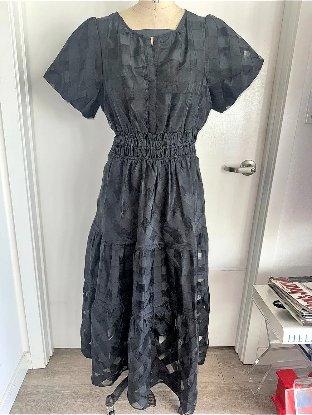 Umgee Geometric Maxi Dress in Black Size Medium Like New
